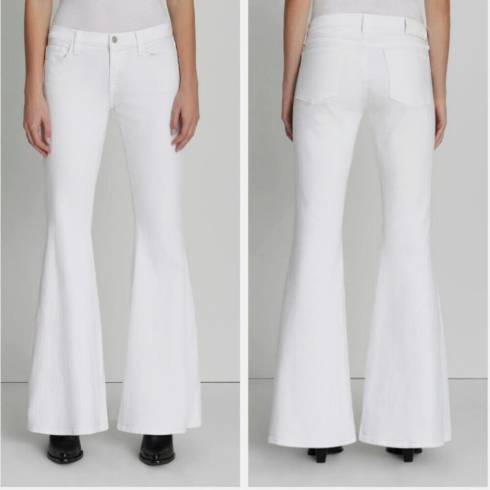 7 For All Mankind Low-Rise Flare Jean – Brilliant White – Size 25 – NWT - Picture 3 of 7